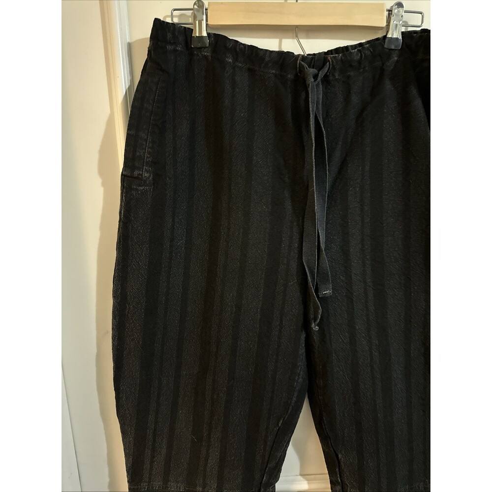 Free People Small Black Drawstring Waist Pants Barrel Wide Leg Jeans Striped - Picture 2 of 9
